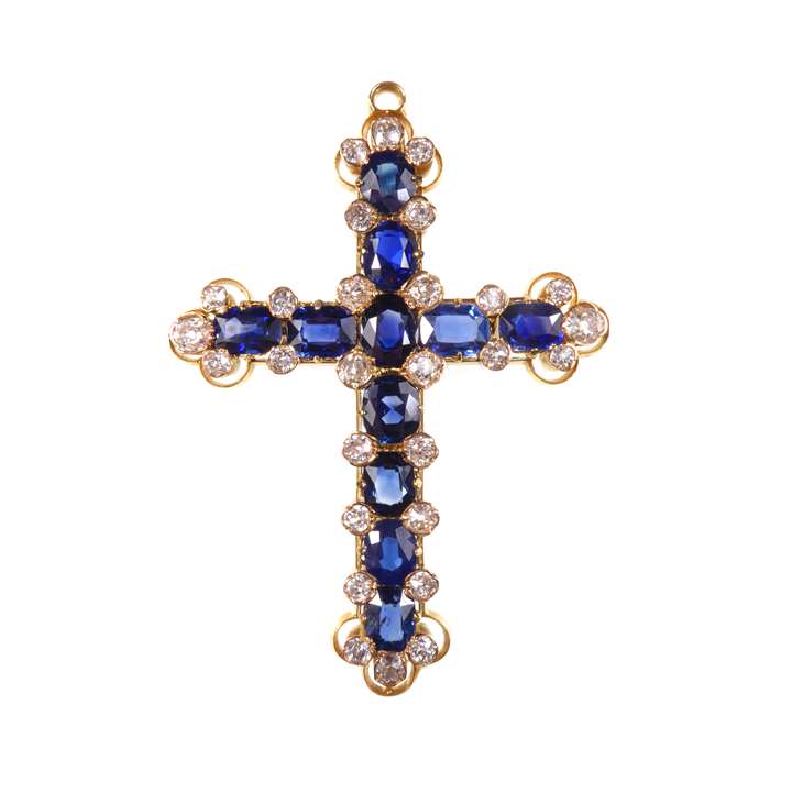 Sapphire and diamond cross pendant